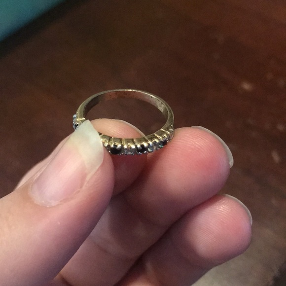 Goldtone Emerald Ruby Sapphire CZ Band Rings Set of 3 - Picture 10 of 12